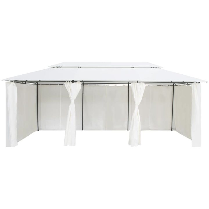 Paviljong med draperier 600x298x270 cm vit 180g/m² vidaXL – bild 2