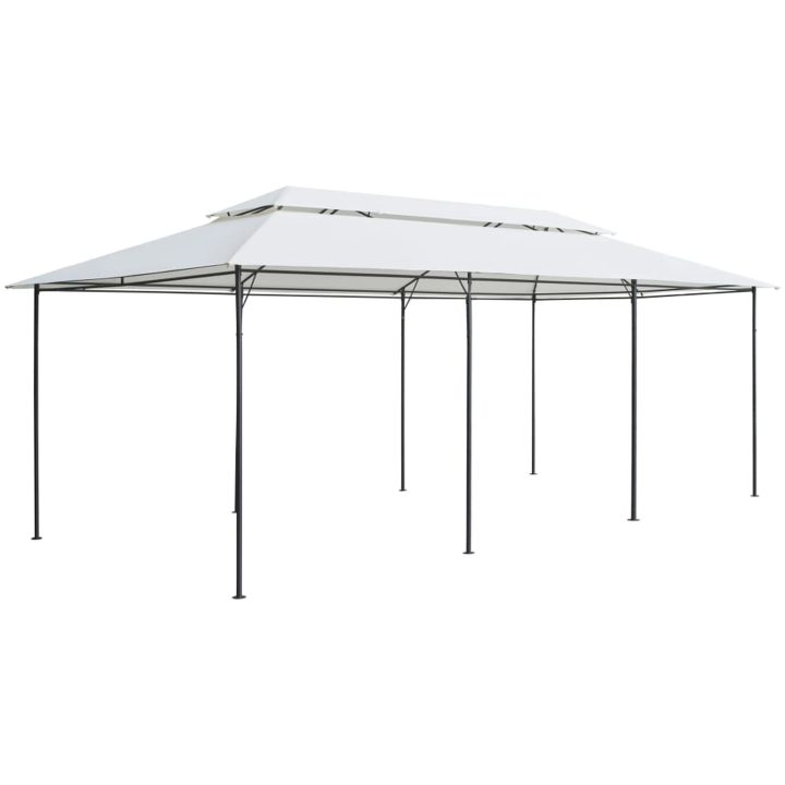 Paviljong med draperier 600x298x270 cm vit 180g/m² vidaXL – bild 4