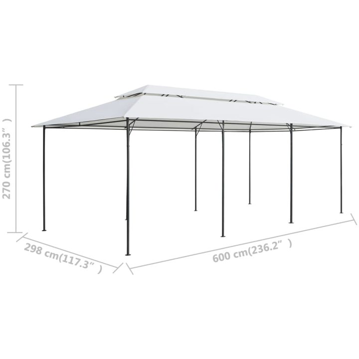 Paviljong med draperier 600x298x270 cm vit 180g/m² vidaXL – bild 7