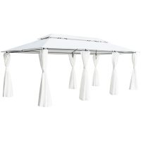 Paviljong med draperier 600x298x270 cm vit 180g/m² vidaXL