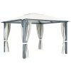 Paviljong med draperier gräddvit aluminium vidaXL 300 x 300 cm – miniatyr 4
