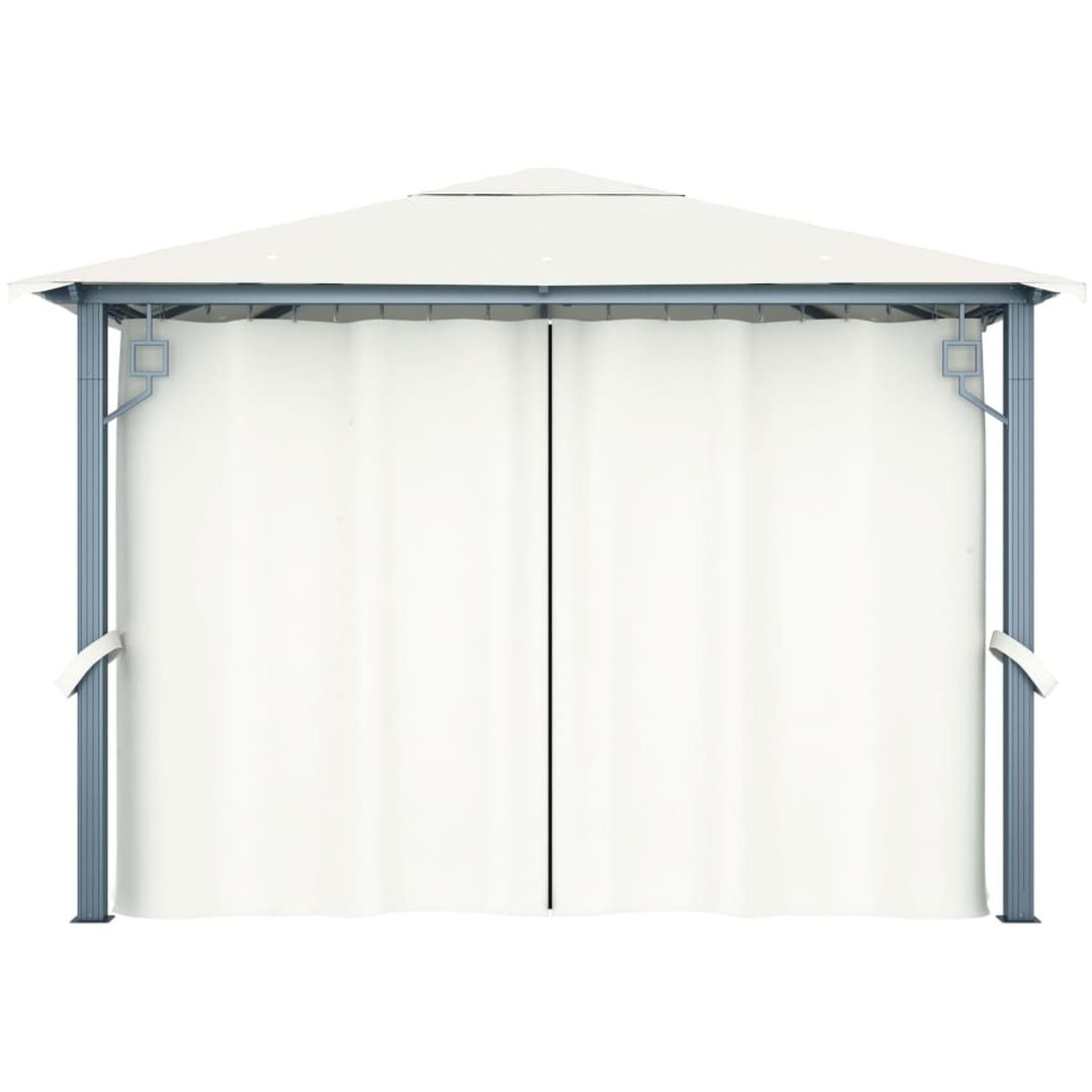 Paviljong med draperier gräddvit aluminium vidaXL 300 x 300 cm – bild 5