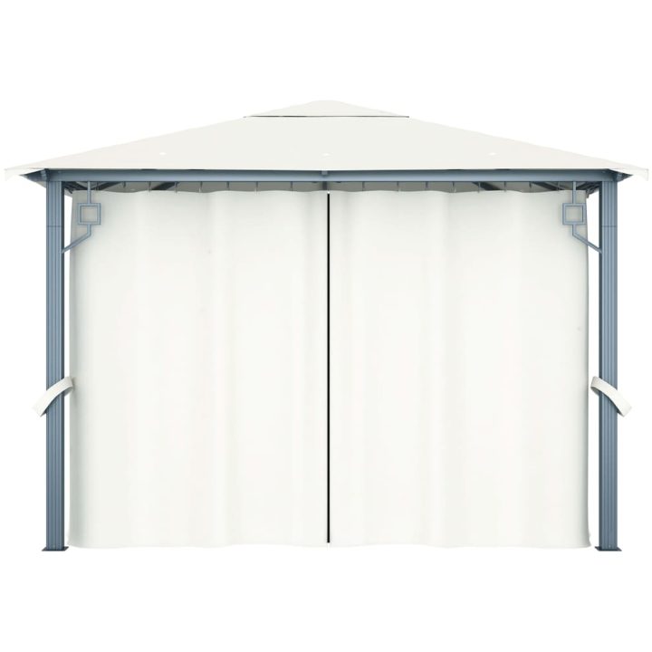 Paviljong med draperier gräddvit aluminium vidaXL 300 x 300 cm – bild 5