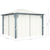 Paviljong med draperier gräddvit aluminium vidaXL 300 x 300 cm – miniatyr 9