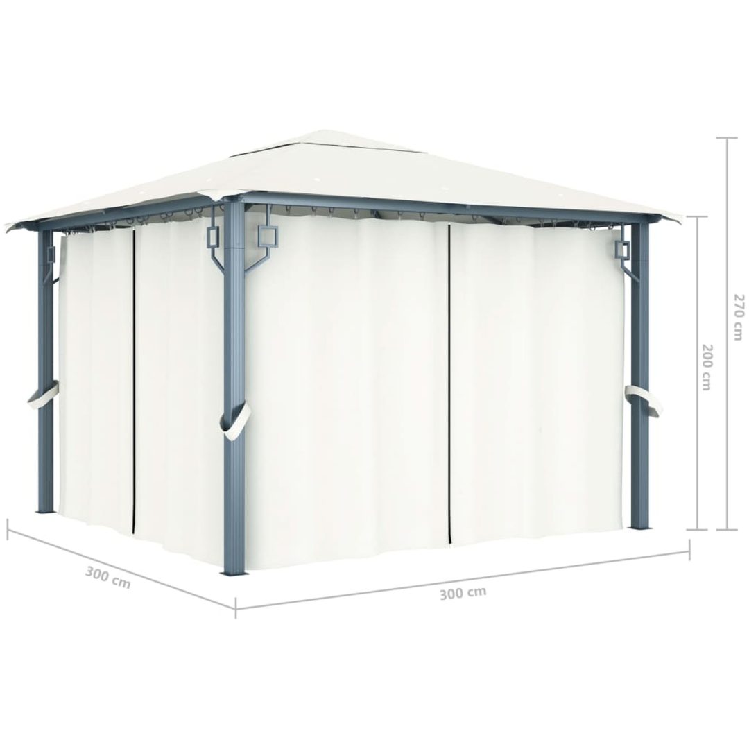 Paviljong med draperier gräddvit aluminium vidaXL 300 x 300 cm – bild 9