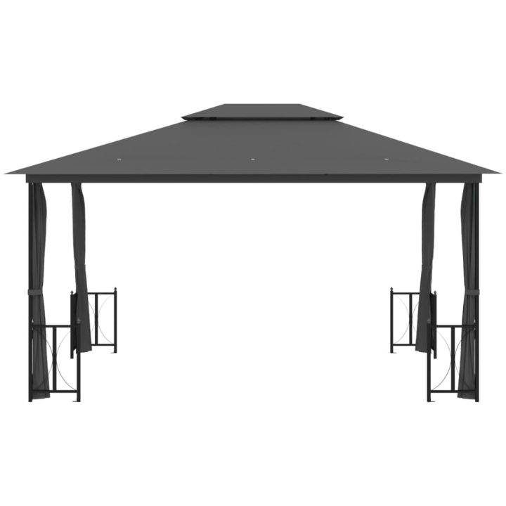 Paviljong med draperier och dubbelt tak antracit vidaXL 3 x 4 m – bild 3