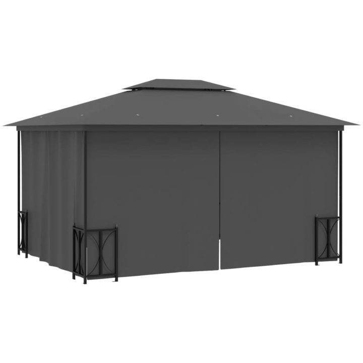 Paviljong med draperier och dubbelt tak antracit vidaXL 3 x 4 m – bild 4