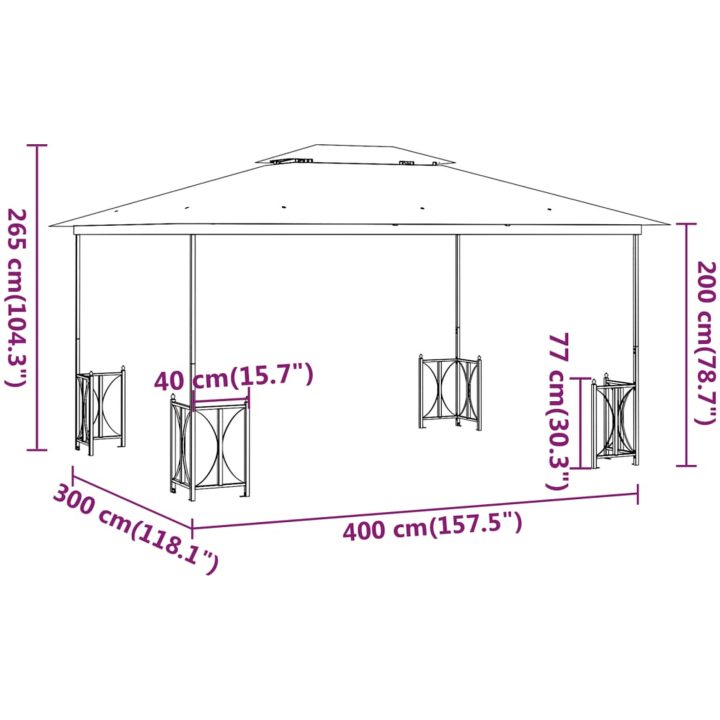 Paviljong med draperier och dubbelt tak antracit vidaXL 3 x 4 m – bild 6