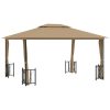 Paviljong med draperier och dubbelt tak taupe vidaXL 3 x 4 m – miniatyr 2