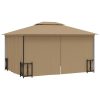 Paviljong med draperier och dubbelt tak taupe vidaXL 3 x 4 m – miniatyr 4