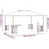 Paviljong med draperier och dubbelt tak taupe vidaXL 3 x 4 m – miniatyr 6