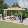 Paviljong med draperier och dubbelt tak taupe vidaXL 3 x 4 m – miniatyr 1