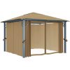Paviljong med draperier taupe aluminium vidaXL 300 x 300 cm – miniatyr 2