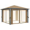 Paviljong med draperier taupe aluminium vidaXL 300 x 300 cm – miniatyr 3