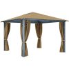 Paviljong med draperier taupe aluminium vidaXL 300 x 300 cm – miniatyr 4