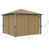 Paviljong med draperier taupe aluminium vidaXL 300 x 300 cm – miniatyr 8