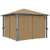 Paviljong med draperier taupe aluminium vidaXL 300 x 300 cm – miniatyr 1