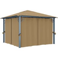 Paviljong med draperier taupe aluminium vidaXL
