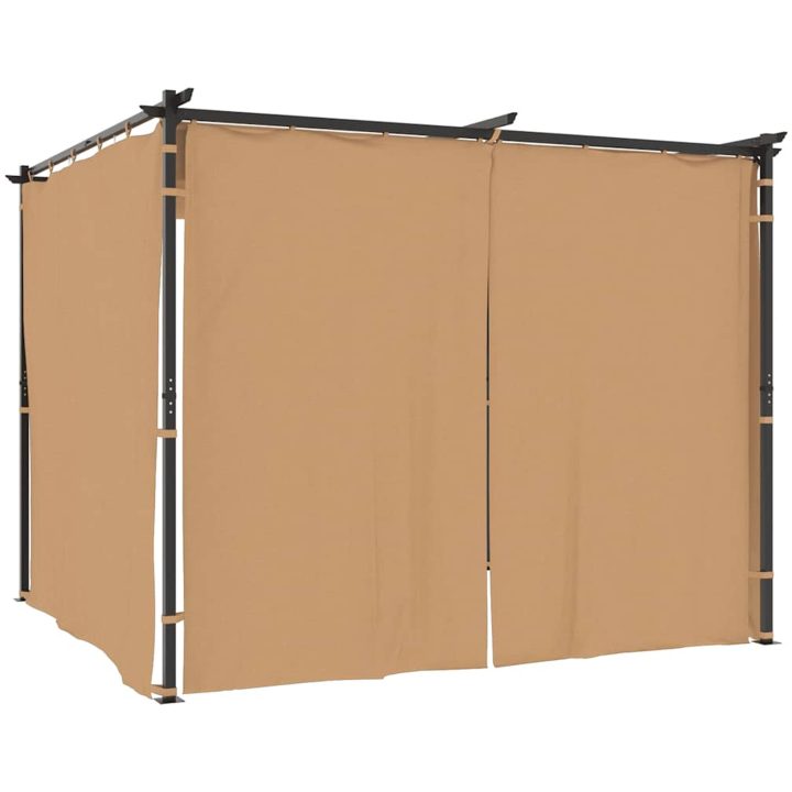 Paviljong med draperier taupe stål vidaXL 3 x 3 m – bild 2