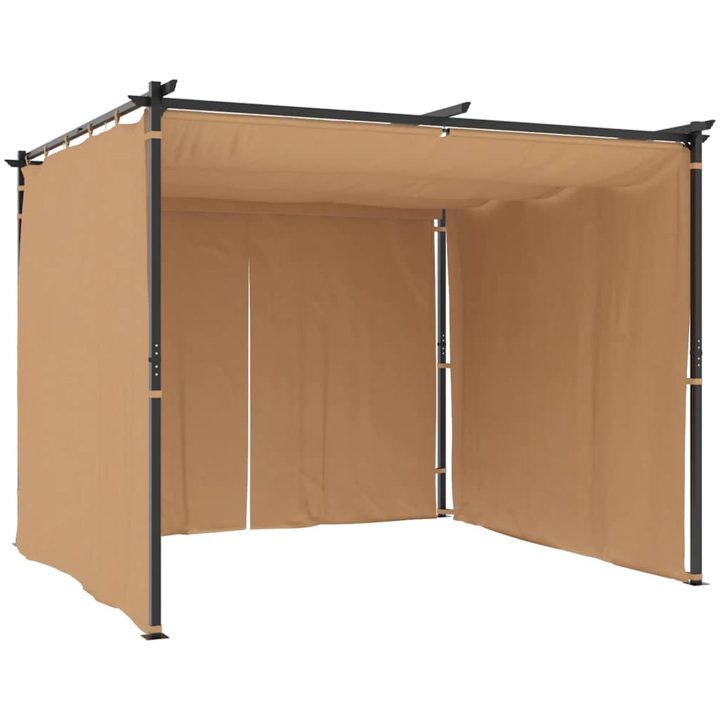 Paviljong med draperier taupe stål vidaXL 3 x 3 m – bild 5