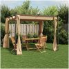 Paviljong med draperier taupe stål vidaXL 3 x 3 m – miniatyr 1