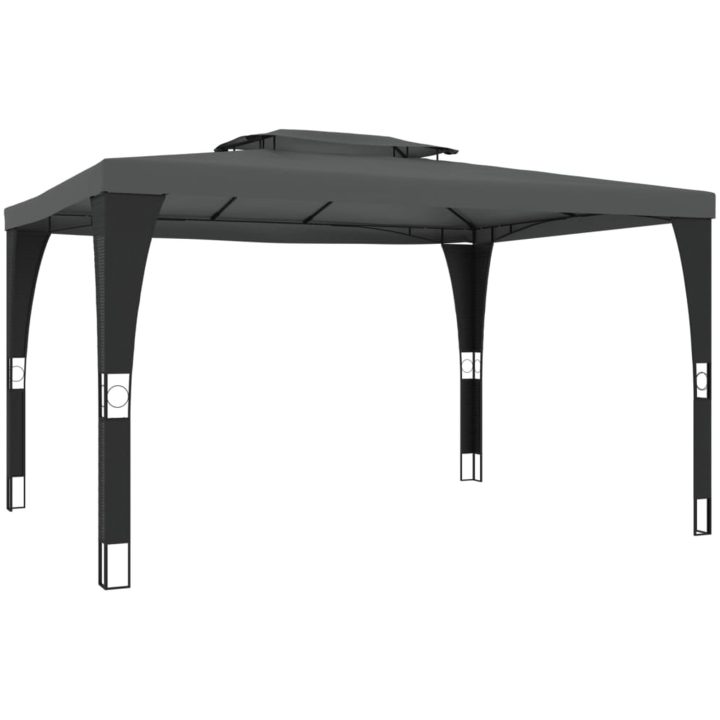 Paviljong med dubbelt tak antracit stål vidaXL 3.98 x 2.98 m – bild 2