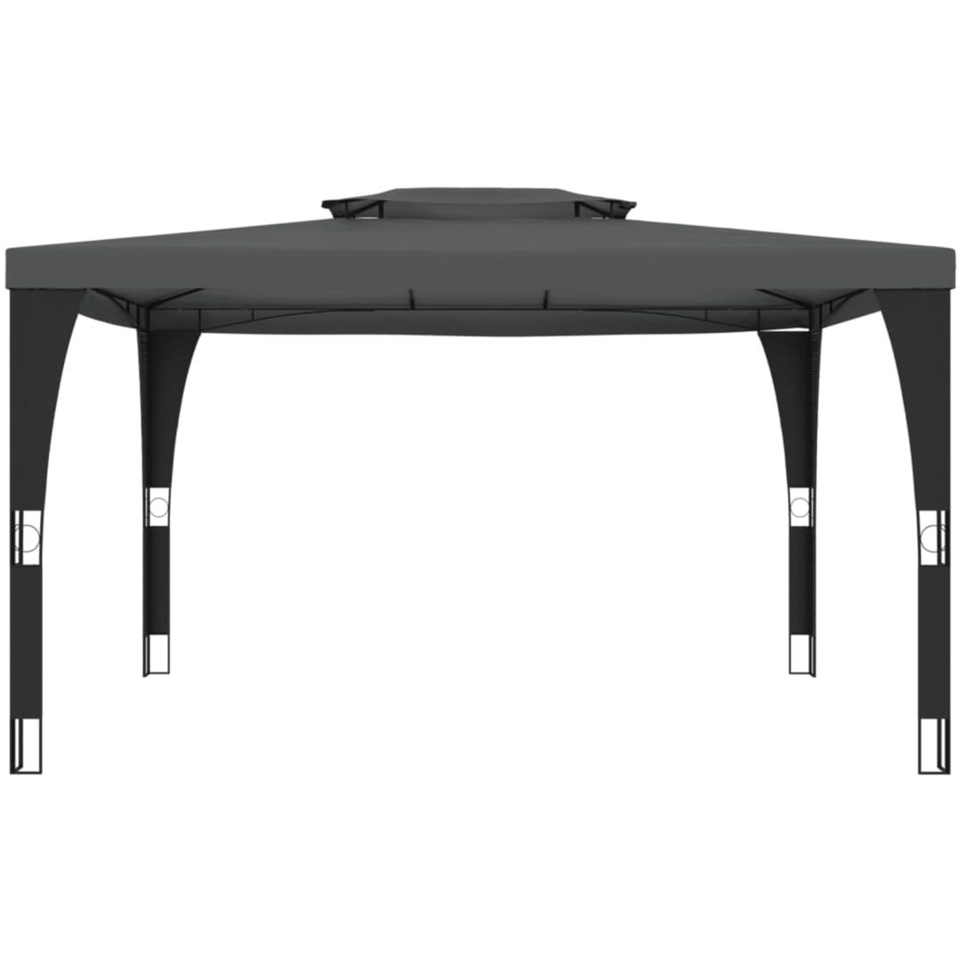 Paviljong med dubbelt tak antracit stål vidaXL 3.98 x 2.98 m – bild 3