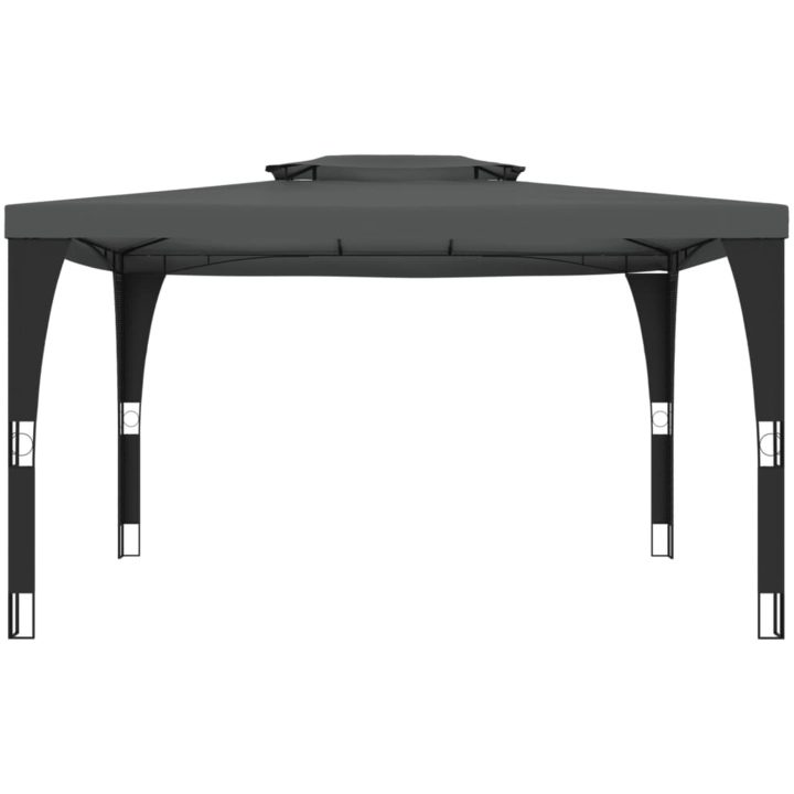 Paviljong med dubbelt tak antracit stål vidaXL 3.98 x 2.98 m – bild 3