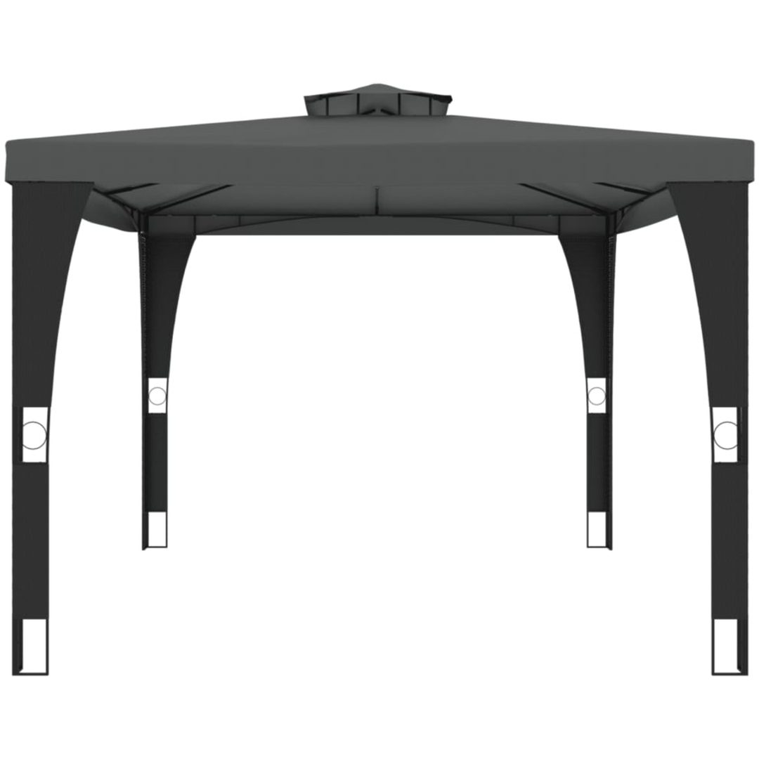 Paviljong med dubbelt tak antracit stål vidaXL 3.98 x 2.98 m – bild 4