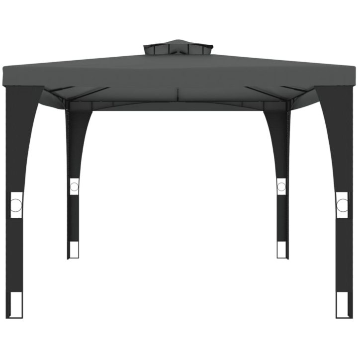 Paviljong med dubbelt tak antracit stål vidaXL 3.98 x 2.98 m – bild 4