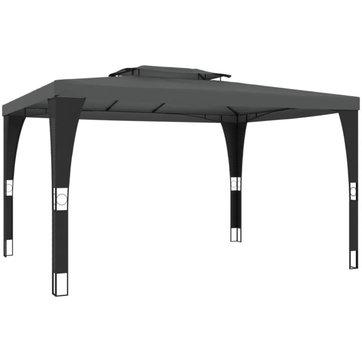 Paviljong med dubbelt tak antracit stål vidaXL 3.98 x 2.98 m – bild 5