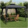 Paviljong med dubbelt tak antracit stål vidaXL 3.98 x 2.98 m – miniatyr 1