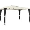 Paviljong med dubbelt tak gräddvit stål vidaXL 3.98 x 2.98 m – miniatyr 2