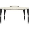 Paviljong med dubbelt tak gräddvit stål vidaXL 3.98 x 2.98 m – miniatyr 3