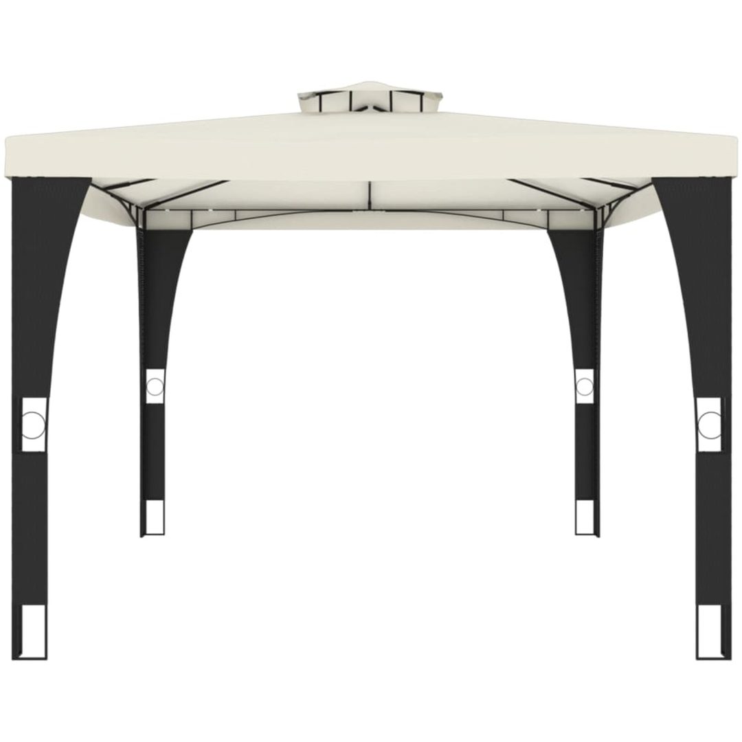 Paviljong med dubbelt tak gräddvit stål vidaXL 3.98 x 2.98 m – bild 4