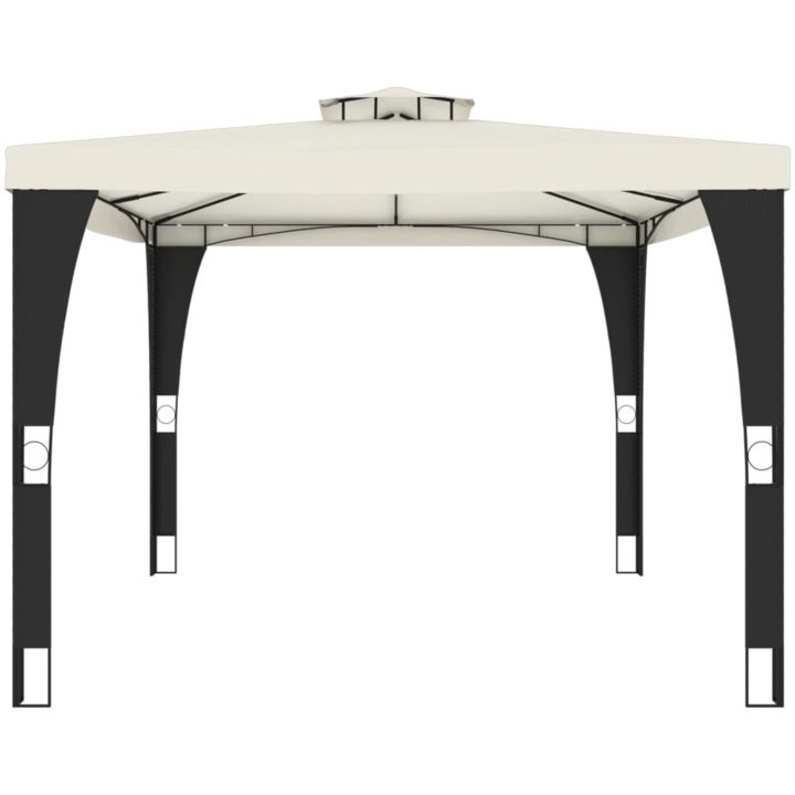 Paviljong med dubbelt tak gräddvit stål vidaXL 3.98 x 2.98 m – bild 4