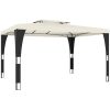 Paviljong med dubbelt tak gräddvit stål vidaXL 3.98 x 2.98 m – miniatyr 5