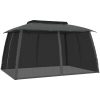Paviljong med dubbelt tak & nätväggar antracit stål vidaXL 3.93 x 2.93 m – miniatyr 2