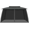 Paviljong med dubbelt tak & nätväggar antracit stål vidaXL 3.93 x 2.93 m – miniatyr 3