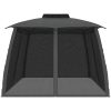 Paviljong med dubbelt tak & nätväggar antracit stål vidaXL 3.93 x 2.93 m – miniatyr 4