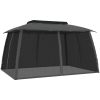 Paviljong med dubbelt tak & nätväggar antracit stål vidaXL 3.93 x 2.93 m – miniatyr 5