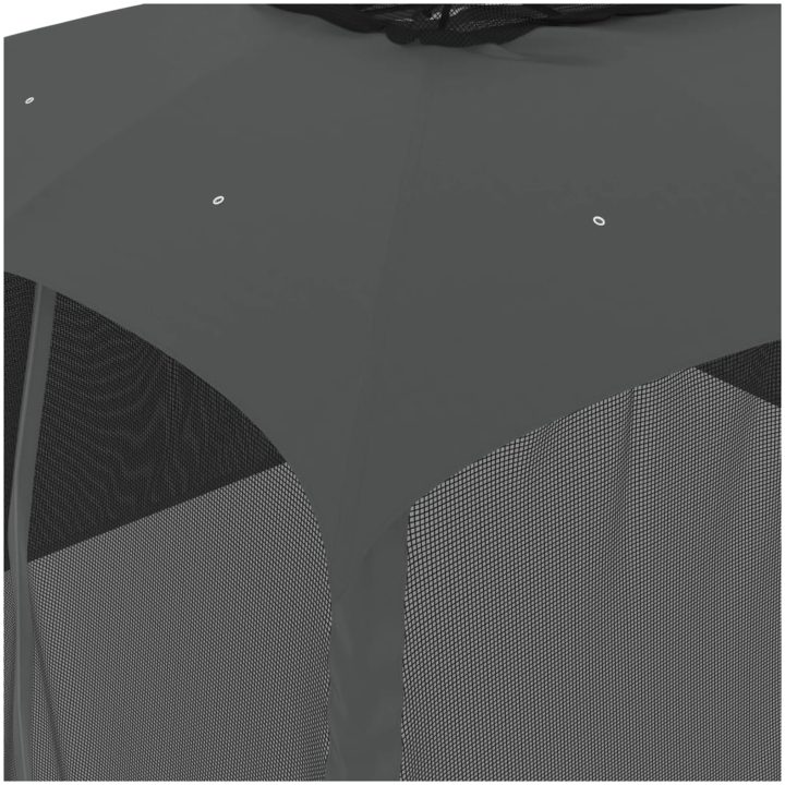 Paviljong med dubbelt tak & nätväggar antracit stål vidaXL 3.93 x 2.93 m – bild 7