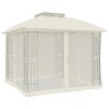 Paviljong med dubbelt tak & nätväggar gräddvit 2,94x2,94 m stål vidaXL – miniatyr 5