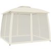 Paviljong med dubbelt tak & nätväggar gräddvit stål vidaXL 2.93 x 2.93 m – miniatyr 2