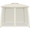 Paviljong med dubbelt tak & nätväggar gräddvit stål vidaXL 2.93 x 2.93 m – miniatyr 4