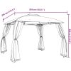 Paviljong med dubbelt tak & nätväggar gräddvit stål vidaXL 2.93 x 2.93 m – miniatyr 9
