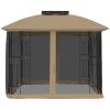 Paviljong med dubbelt tak & nätväggar taupe 2,94x2,94 m stål vidaXL – miniatyr 3