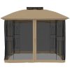 Paviljong med dubbelt tak & nätväggar taupe 2,94x2,94 m stål vidaXL – miniatyr 4
