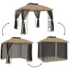 Paviljong med dubbelt tak & nätväggar taupe 2,94x2,94 m stål vidaXL – miniatyr 6