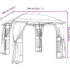 Paviljong med dubbelt tak & nätväggar taupe 2,94x2,94 m stål vidaXL – miniatyr 9